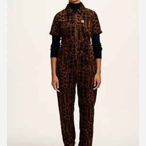 Brown Plaid Jumpsuit